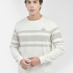 Crimsoune Club Light Grey Slim Fit Striped Sweatshirt-picture-18