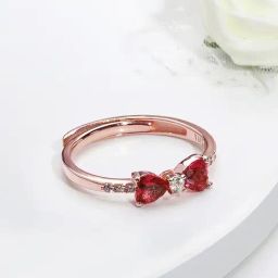 GIVA Anushka's 92.5 Sterling Silver Rose Gold-Plated Cherry Bow Heart Ring for Women-image-33
