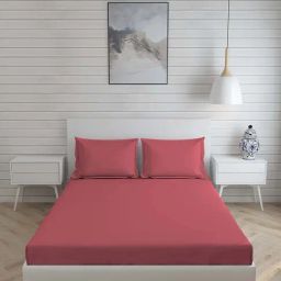 Boutique Living Kalpavriksha Red Bamboo Cotton 300 TC King Size Bed Sheet with Pillow Cover-image-14