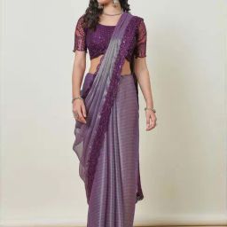 Soch Purple Embellished Saree With Unstitched Blouse-picture-29