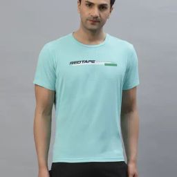 Red Tape Aqua Blue Cotton Regular Fit Printed Sports T-Shirt-image-66