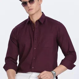 COLOR HUNT Men Comfort Regular Fit Solid Spread Collar Cotton Casual Shirt-image-64