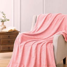 Myntra Elegant Homes Pink Striped Fleece Mild Winter 300 GSM Single Bed Blanket-image-43