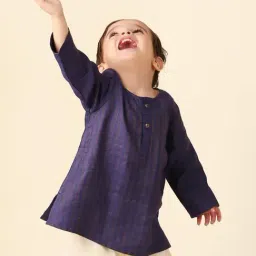 Fabindia Kids Navy Printed Full Sleeves Kurta-picture-28