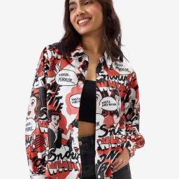 The Souled Store White & Red Graphic Print Shirt-image-17