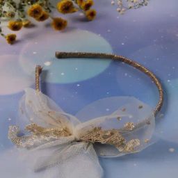 Jewelz Statement Party Wear Brown Net Hair Band for Kids-27
