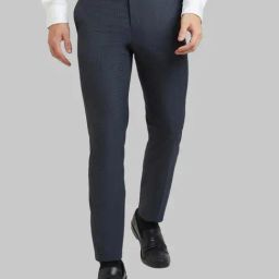 Raymond Blue Slim Fit Striped Trousers-image-99