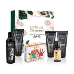 Globus Naturals Pre & Post Holi Ritual Charcoal Men Glow Gift Box, Set of 5-10