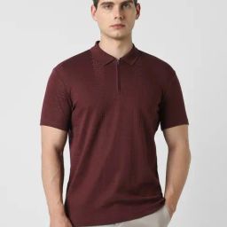 Van Heusen Maroon Cotton Slim Fit Polo T-Shirt-image-48