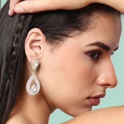 Sohi Gold Plated Party Designer Stone Drop Earrings image 2