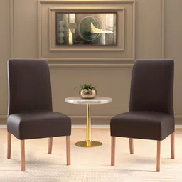 Kuber Industries 2-Pcs Brown Stretchable Table Chair Cover-64
