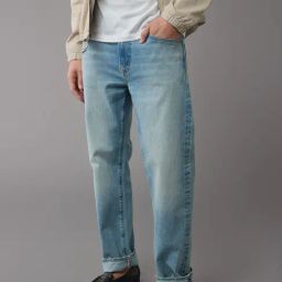 American Eagle Blue Cotton Straight Fit Jeans-picture-40