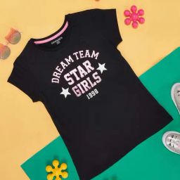 Pantaloons Junior Black Cotton Printed T-Shirt-image-83