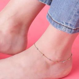 Zavya 92.5 Sterling Silver Beaded Chain Beauty Triple Tone Anklet for Women-image-73