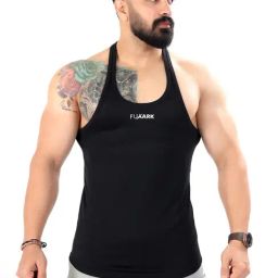 FUAARK Black Slim Fit Tank Tees-image-9