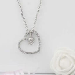 GIVA 92.5 Sterling Silver Dazzling Zircon Heart Pendant with Chain-image-48