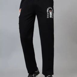 Free Authority Black Cotton Blend Regular Printed Joggers-image-3