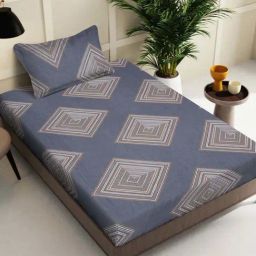 Klotthe Grey 300 TC Polycotton Single Bedsheet with Pillow Cover-image-41