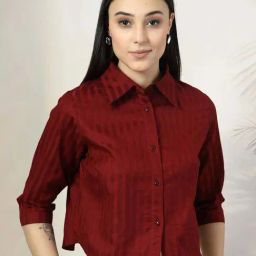 Melon By plusS Maroon Cotton Striped Shirt-image-46