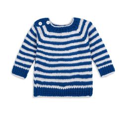 Shinu Fab Unisex Kids Blue & White Striped Woolen Long Sleeves Round Neck Sweater-picture-37