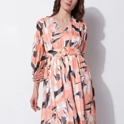 Vero Moda Peach Printed Fit & Flare Dress-picture-42