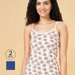 YU by Pantaloons Off-White & Pink Cotton Printed Camisoles - Pack Of 2-picture-31