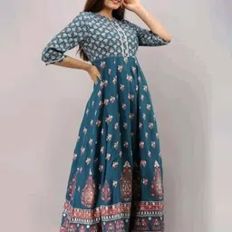 Vorcia Febtex Printed Maxi-Length Fit And Flare Ethnic Dresses-picture-39