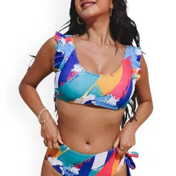 Plus Curvves Printed Round Neck Swim Bikini Set-picture-29
