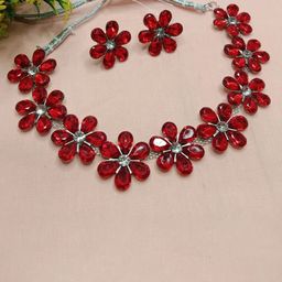 AL ADAM FASHION Sliver-Plated Stone-Studded Jewellery Set-image-97