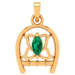 P.C. Chandra Jewellers 18k Yellow Gold Unique Crafted Lotus Green Gemstone Pendant-image-73