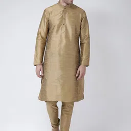 DEYANN Men Brown Self Design Kurta with Churidar-image-93