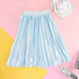Pantaloons Junior Kids Powder Blue Cotton Regular Fit Skirt-picture-41