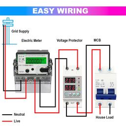 amiciSmart Automatic Over/Under Voltage And Over Load Protection (Adjustable Setting) AC With Auto Re-Connect Led Display Standard Din-Rail Mounted Single Phase 220V, 80A (White) image 3