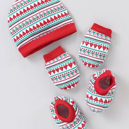 Babyhug 100% Cotton Cap Mittens & Booties Blue - Diameter 9.5 cm-image-46