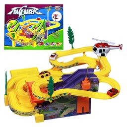 Negocio Track Racer Racing Car Set with 4 Miniature Cars Rotating Helicopter and Thrilling Sound (Color May Vary)-10