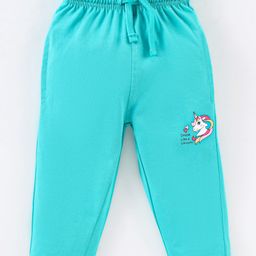 Doreme Single Jersey Cotton Knit Full Length Lounge Pant Unicorn Print - Green-image-83