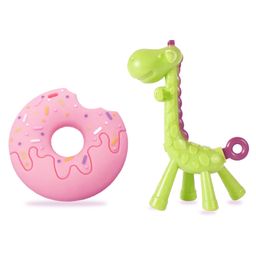 Chinmay Kids Silicone Baby Teether Giraffe and Donut Shape Baby Teething Toy Cartoon BPA Free Teether Purple & Green-image-77