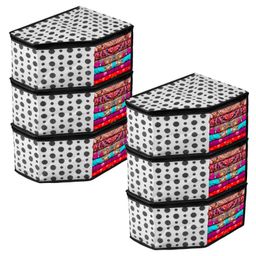 Kuber Industries Blouse Cover  Clothes Storage Bag  Zipper Wardrobe Organizers  Non-Woven Clothes Organiser  Side Transparent Blouse Organizer  Dot-Design  Pack of 6  Black-21