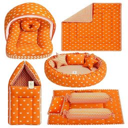 Fareto New Born Baby Full Bedding Set Combo Crown Orange-image-45