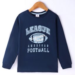 Ollypop Sinker Knit Full Sleeves T-Shirt With American Football Print - Navy-image-44
