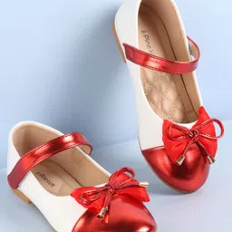 Pine Kids Velcro Closure Ballerina With Bow Applique- Red-picture-31