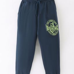 Taeko Looper Knit Full Length Lounge Pant with Sports Print - Blue-image-88