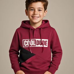 Pine Kids Cotton Knit Full Sleeves Cut & Sew Design Hooded Sweatshirt with Text Print - Maroon-image-50