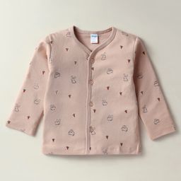 Tango Single Jersey Knit Full Sleeves Front Open Jhablas With Animal Print - Light Brown-5