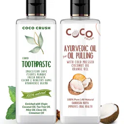 Coco Crush Ayurvedic Liquid Toothpaste & Cold Pressed Coconut Orange Oil for Oil Pulling, 200 ml (2x100 ml)-picture-9