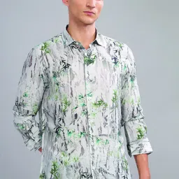 Blu MNKY Men Smart Slim Fit Floral Printed Spread Collar Casual Shirt-picture-38