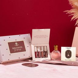 Carlton London Set Of 3 Heart Necklace, Lipstick, Blush EDP With Gift Card-35