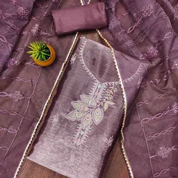 DIVASTRI Floral Embroidered Sequinned Silk Unstitched Dress Material-image-26
