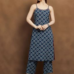 Melange by Lifestyle Women Floral Printed Regular Pure Cotton Kurta with Palazzos-picture-37