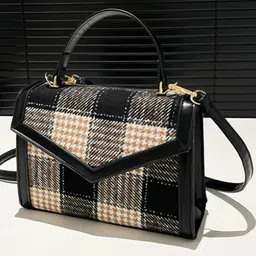 HAUTE SAUCE by Campus Sutra Women Checked Leather Structured Multicolour Casual Hand Bag-4